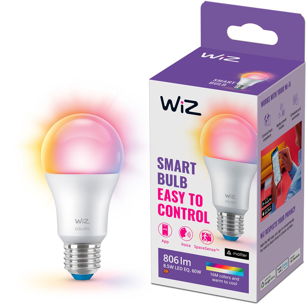 WiZ slimme lampen E27 (wifi – kleur & wittinten)